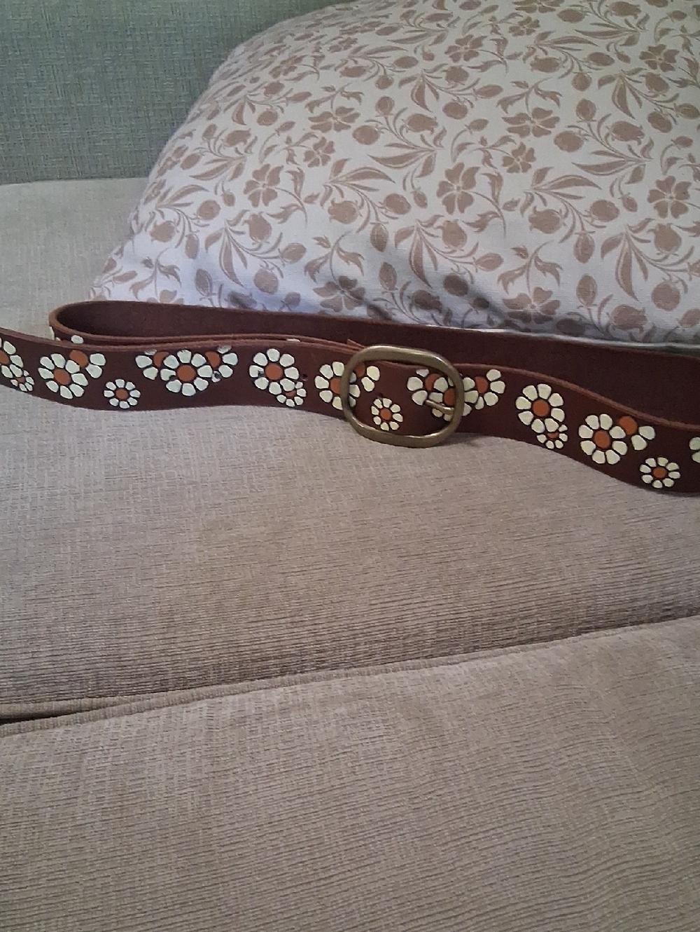 Free People brown Floral leather signature belt
